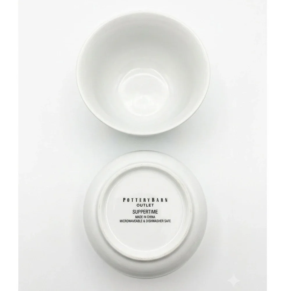 Pottery Barn Outlet Suppertime White Ceramic Bowls Set of 2 Microwave Safe